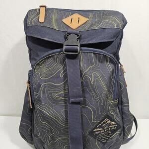 United By Blue Bluff Utility Backpack Topo Map Design. Navy